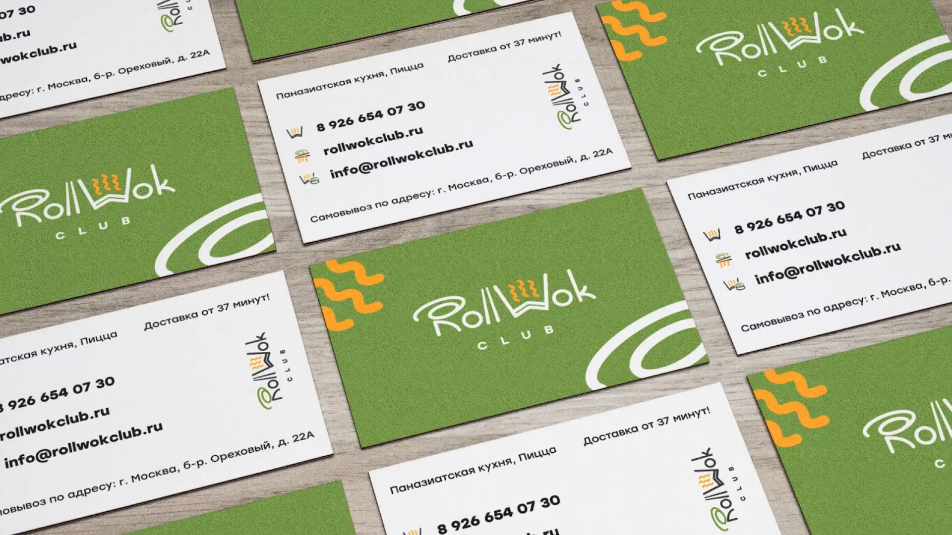 Разработка дизайна визиток суши-бара «Roll Wok Club» в Советске